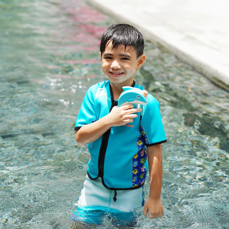 Cheekaaboo Twinwets Toddler Thermal Swimsuit UPF50+ Blue Monster