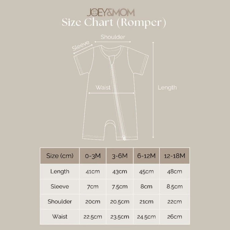 Joey & Mom Zipper Premium Bamboo Cotton Baby Romper | Short Sleeve Onesie for Newborns & Infants