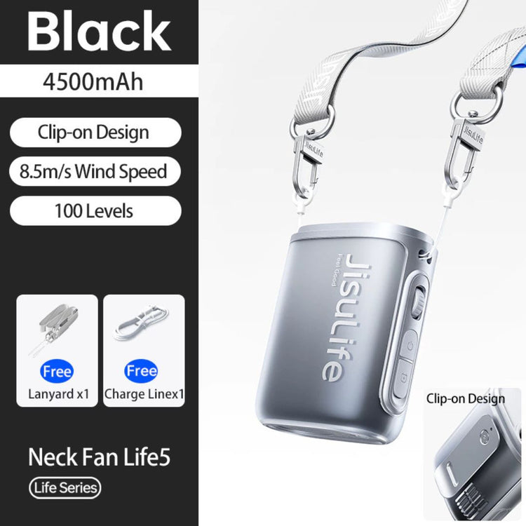 JisuLife Mini Neck Fan Life5 (4500mAh) | Battery 100 Gears Strong Wind Portable Mini Fan