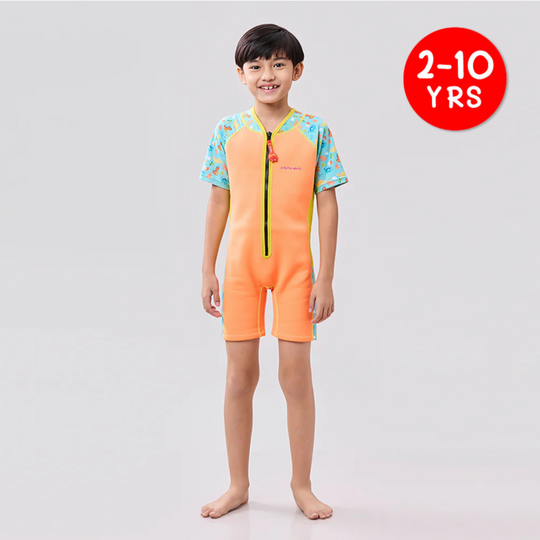Cheekaaboo Wobbie Toddler Thermal Swimsuit UPF50+ Orange Dino