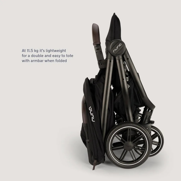 Nuna trvl™ dubl Stroller - Caviar | Side-By-Side Double (Up to 50 lbs per seat)