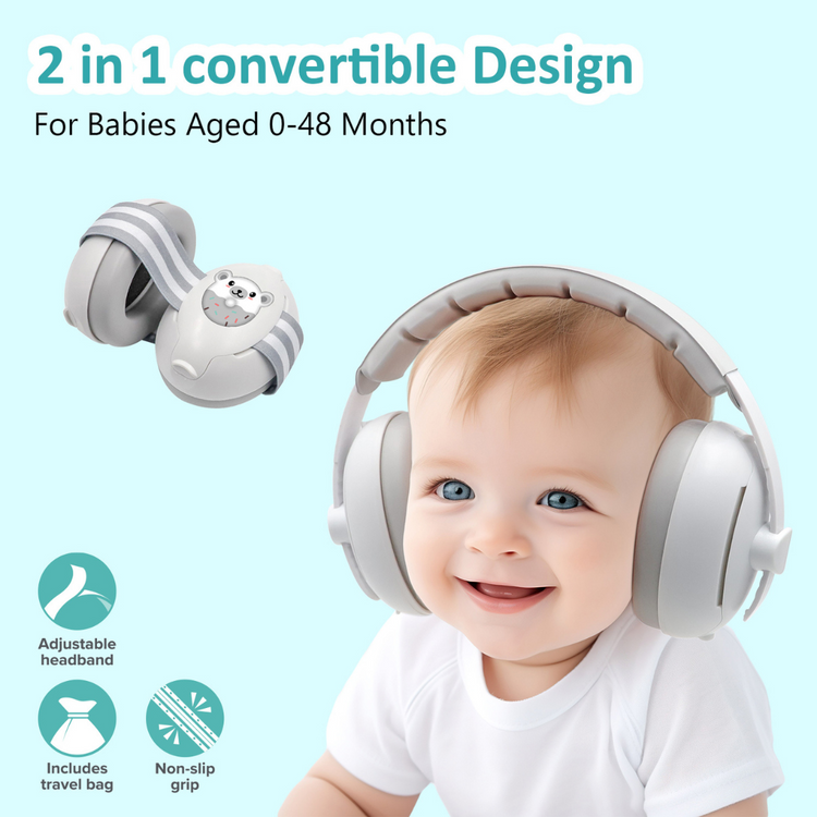 Gaabi Baby 2 in 1 Earmuffs | Headband Hearing Protection (0-48m)