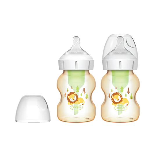 Dr Brown's Anti-Colic Options+ PPSU Wide Neck Bottle 150ml 2Pc - Lion / Level 1 Teat