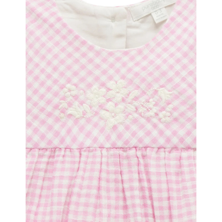 Purebaby Organic Romper Passionfruit Gingham