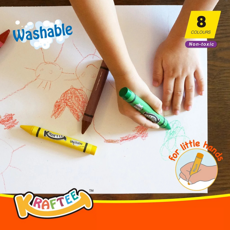 Kraftee 8CT Washable Big Crayons