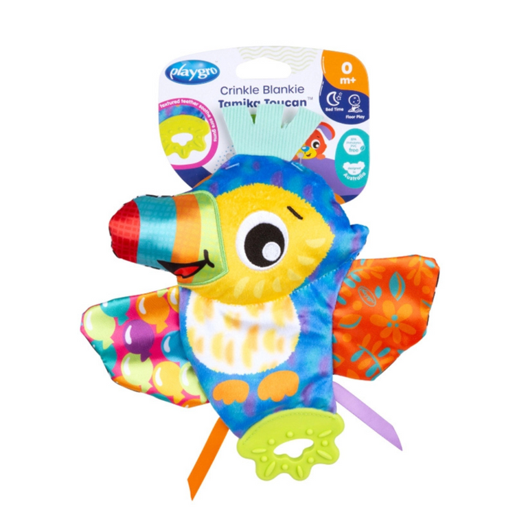 Playgro Crinkle Blankie Tamika Toucan (0m+)