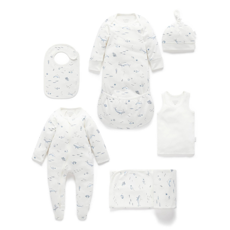 Purebaby Organic Newborn Hospital Pack - Vanilla Nautical