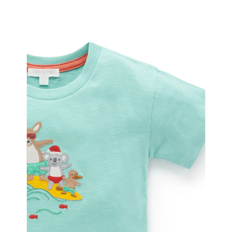 Purebaby Organic Christmas Surfers Tee Leaf Print