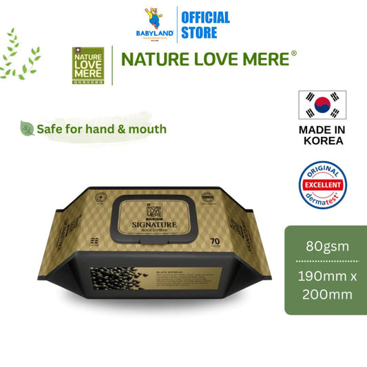 NATURE LOVE MERE Signature Black Soybean Baby Wet Wipes (70pcs) | Safe for Hand & Mouth