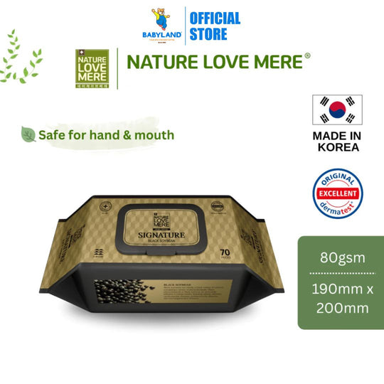 NATURE LOVE MERE Signature Black Soybean Baby Wet Wipes (70pcs) | Safe for Hand & Mouth