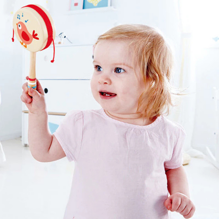 Hape 8380 Twittering Bird Drum-Shaped Rattle Suitable for Age 12+ Months