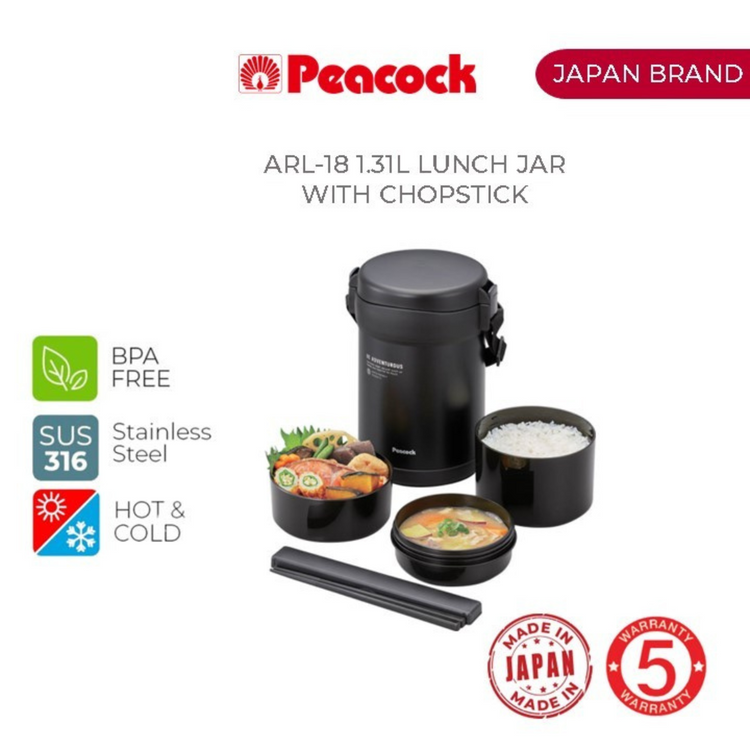 Peacock ARL-18 Lunch Jar with Chopstick 1.31L