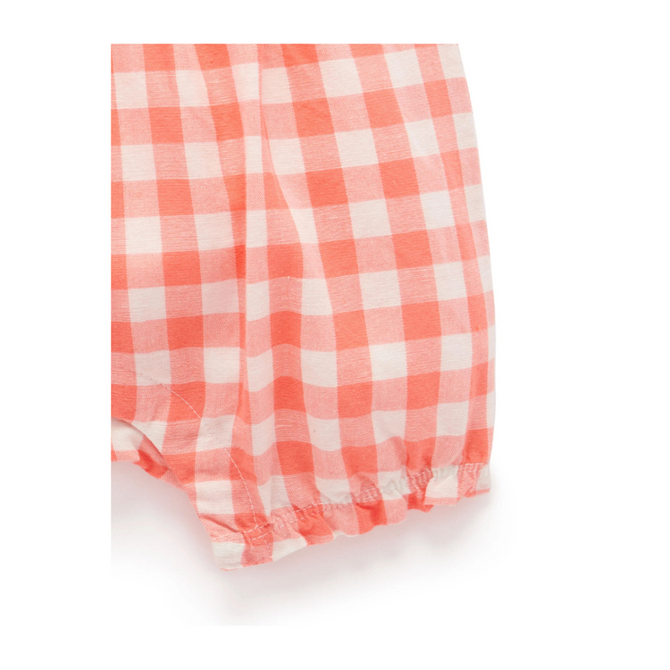 Purebaby Organic Baby Kids Coral Gingham Romper