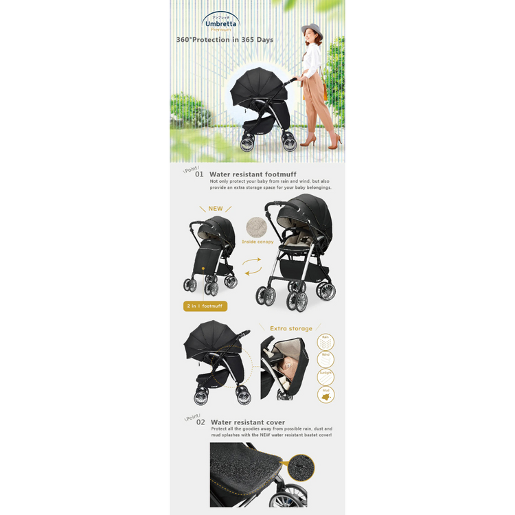 Combi Baby Umbretta 4 CAS Premium EG Stroller Black (1-36m) (15kg)