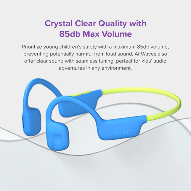 myFirst Headphones AirWaves - Bone Conduction Wireless Bluetooth Headphones for Kids