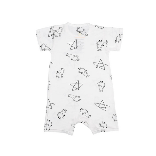 Baa Baa Sheepz Romper Short Sleeve Cute Big Star & Sheepz White