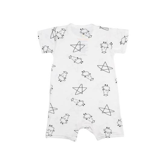 Baa Baa Sheepz Romper Short Sleeve Cute Big Star & Sheepz White