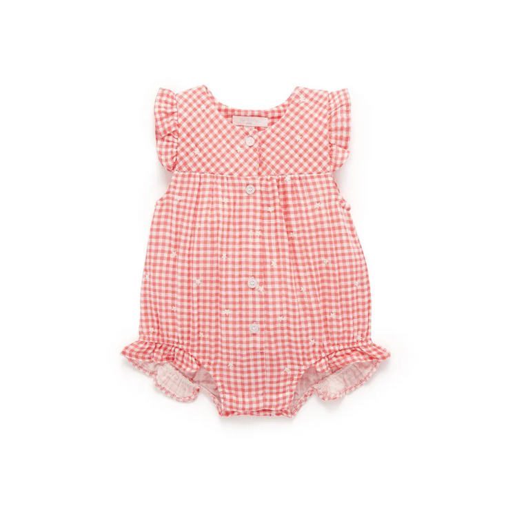 Purebaby Organic Gingham Star Broderie Festival Bodysuit