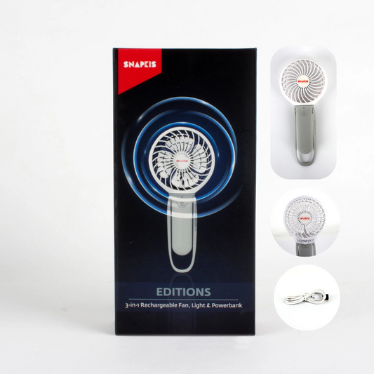 Snapkis 3-In-1 Rechargeable Fan, Light & Powerbank