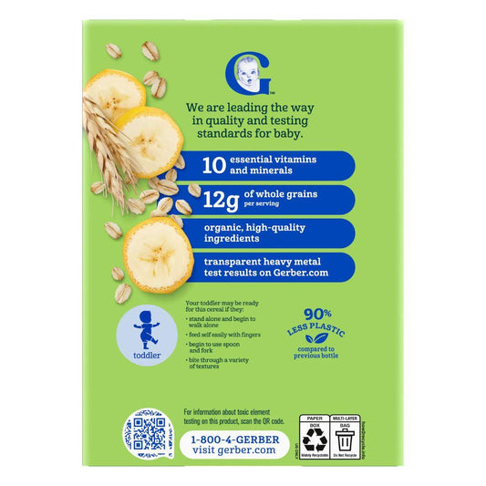Gerber 2nd Foods Organic Oatmeal Banana Cereal 227g (12+ months)