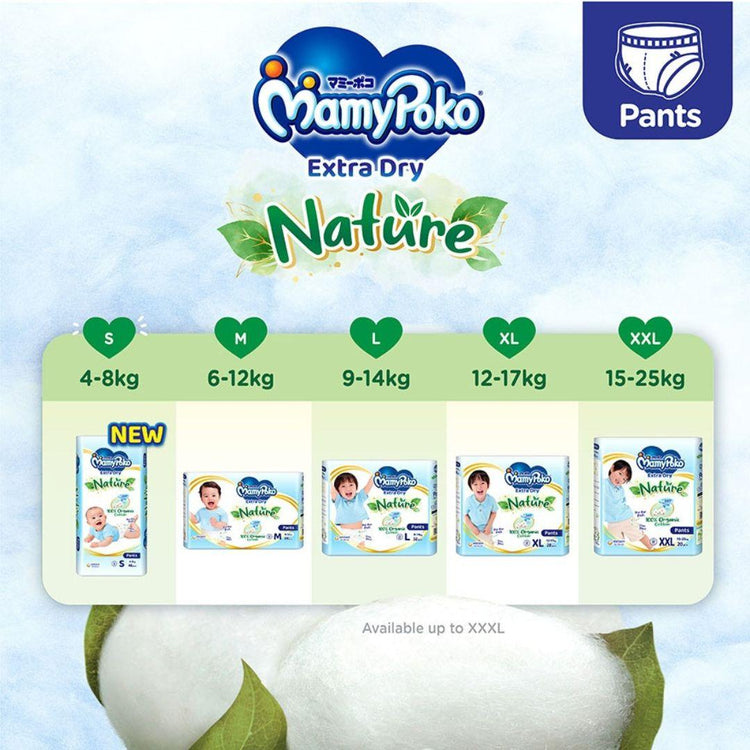 MamyPoko Extra Dry Nature Pants Premium Baby Diapers S46/M38/L32/XL28/XXL20 (1 Pack)