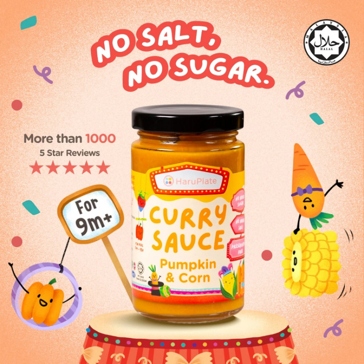 HaruPlate Curry Sauce - Pumpkin & Corn (Halal-Certified, For Babies & Kids 9m+)