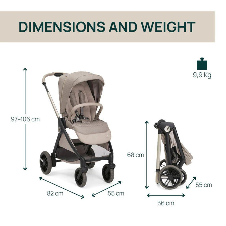 Chicco Bellagio Primo Two Ways Facing Auto Fold Stroller - Como Lake (0-22kg) (Merino Wool, Tencel, Bamboo)