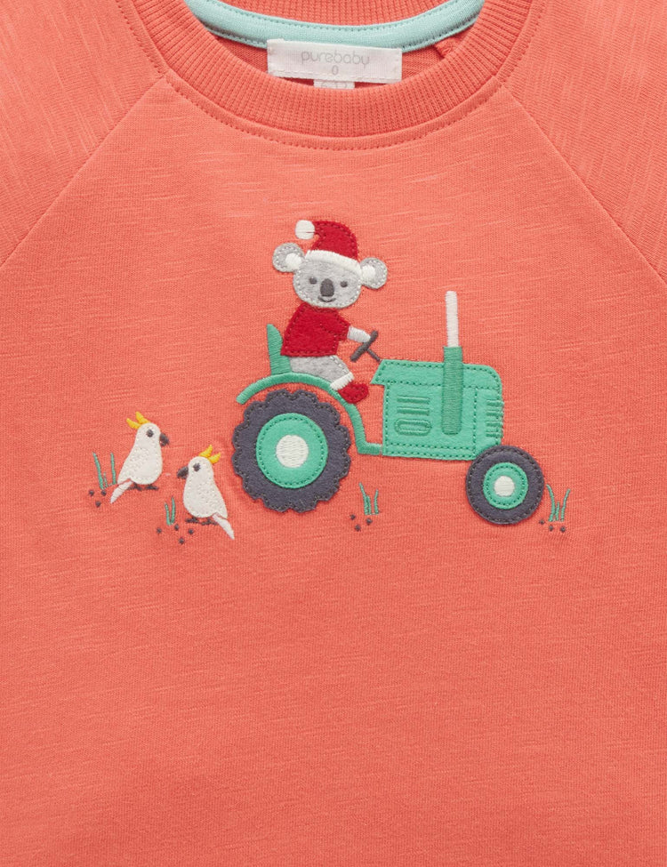 Purebaby Organic Christmas Farm Tee Vintage Red