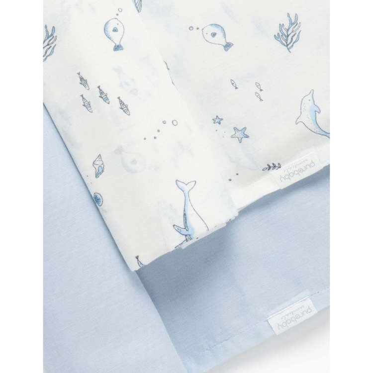 Purebaby Organic Muslin Wrap 2 Pack - Pale Blue Nautical