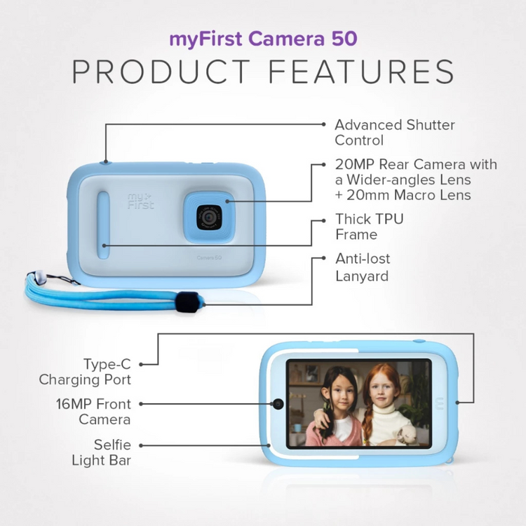 myFirst Camera 50 Dual Lens Kid's Digital Camera with Artificial Intelligence Curation WiFi Connectivity & Social Circle