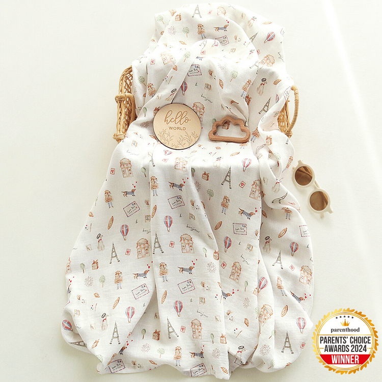 Joey & Mom Luxuriously Soft Bamboo Cotton Swaddle Bundle (3 in 1)