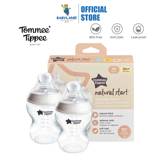 Tommee Tippee Natural Start PP Bottle 260ml with Medium Teat - 2 packs