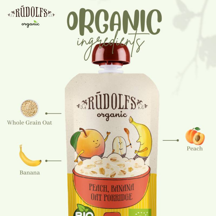 Rudolfs Organic Peach Banana Oat Porridge 110g (6m+)