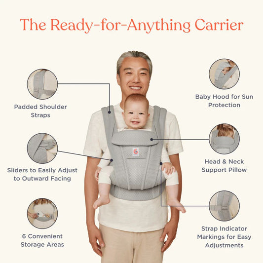 Ergobaby Omni Deluxe Mesh Baby Carrier - Newborn Ready Breathable #1 Air Flow Comfort Durable Cozy Materials Ergonomic