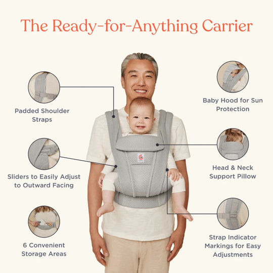 Ergobaby Omni Deluxe Mesh Baby Carrier - Newborn Ready Breathable #1 Air Flow Comfort Durable Cozy Materials Ergonomic