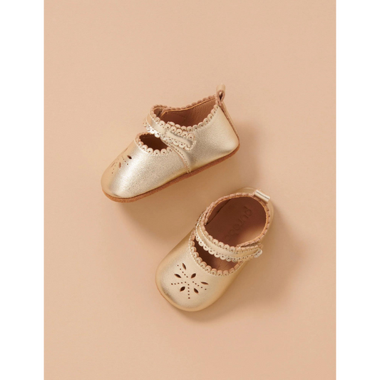 Purebaby Leather Eyelet Mary Jane - Light Gold