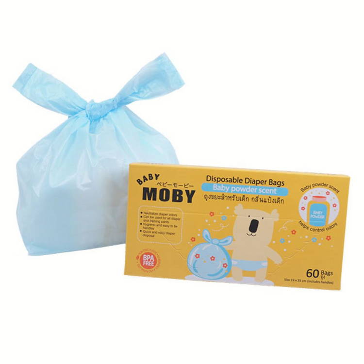 Baby Moby Disposable Diaper Bag (Baby Powder Scent) (60pcs)