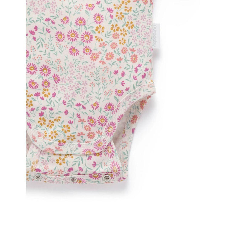 Purebaby Organic Garden Petals Print Baby Kids Printed Bodysuit