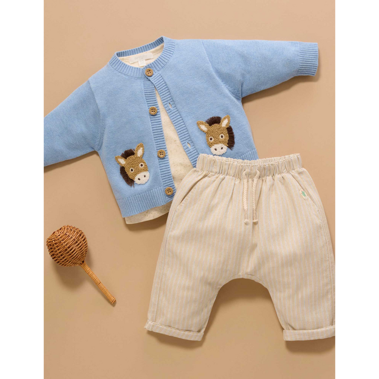 Purebaby Organic Donkey Fiesta Friends Cardigan - Caribbean Melange Print