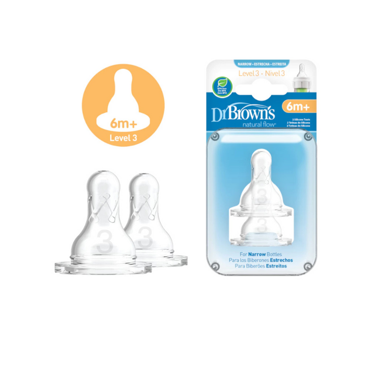 Dr Brown's Options+ Narrow-Neck Silicone Teat (2Pcs)