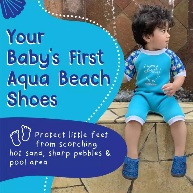 Cheekaaboo Toddler's Aqua Beach Shoes - Blue Fish