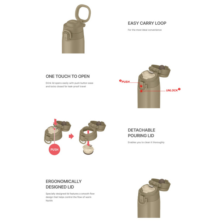 Thermos 750ml Vacuum Insulated Flask with Carry Loop [JOS-750]