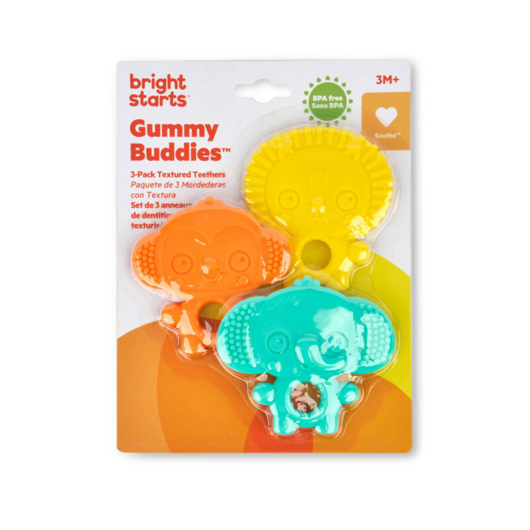 Bright Starts Gummy Buddies 3-Pack Textured Teethers (3m+)