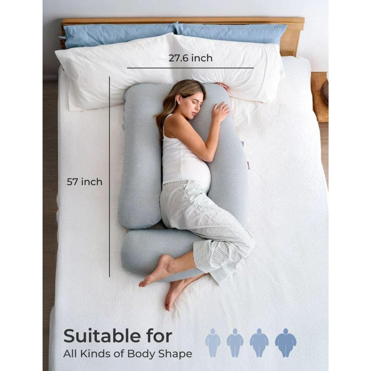 Momcozy PP102 U-Shaped Cooling Fabric Pregnancy Pillow - Blue