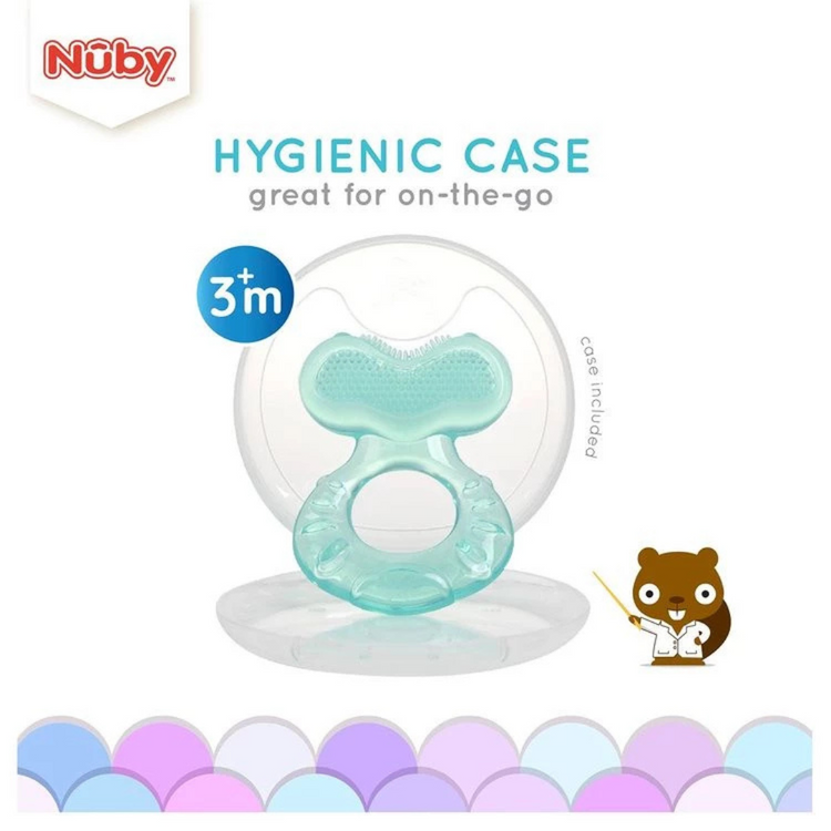 Nuby Comfort Silicone Fish Shaped Teether with Hygienic Case 3m+ (Random Color Selection)