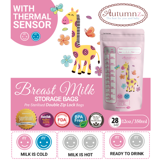 Autumnz Breastmilk Storage Bag with Thermal Sensor (12oz/350mL)