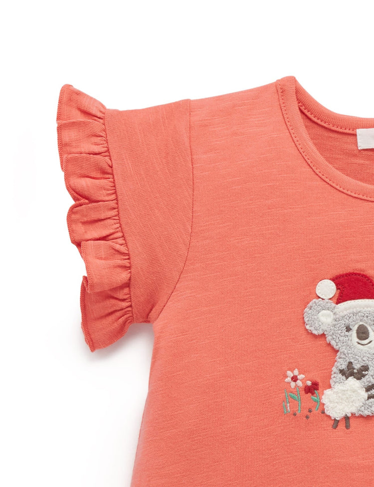 Purebaby Organic Christmas Morning Tee Vintage Red