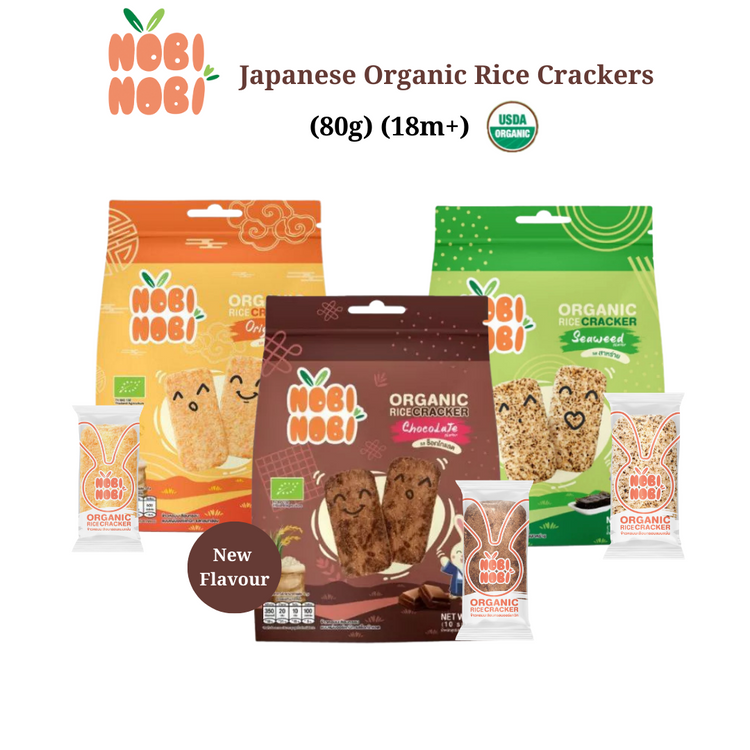 [HALAL] Nobi Nobi Organic Rice Crackers (80g) (18m+) Ready To Eat Baby Rice Snacks /Travel Food /Baby Food