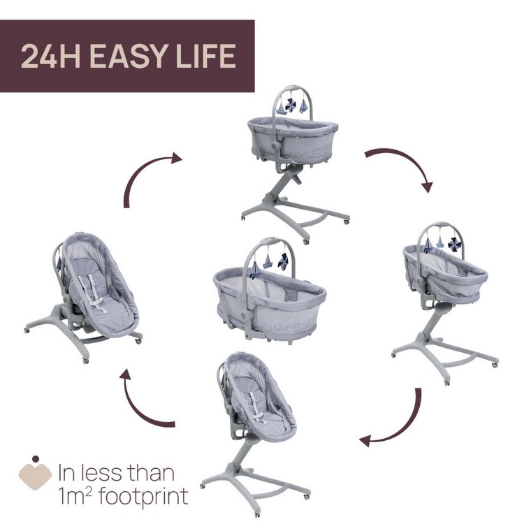 Chicco Baby Hug 5in1 Pro Baby Crib - Earl Grey | Adjustable Height