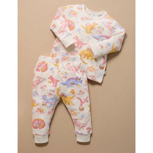Purebaby Organic Pyjama Set - Easter Dino Gather Print